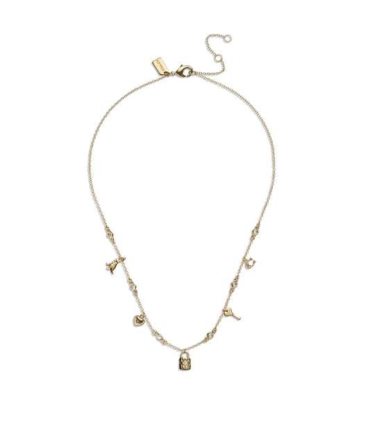 Iconic Mini Charm Bib Necklace-448325GLD-Shiny Gold