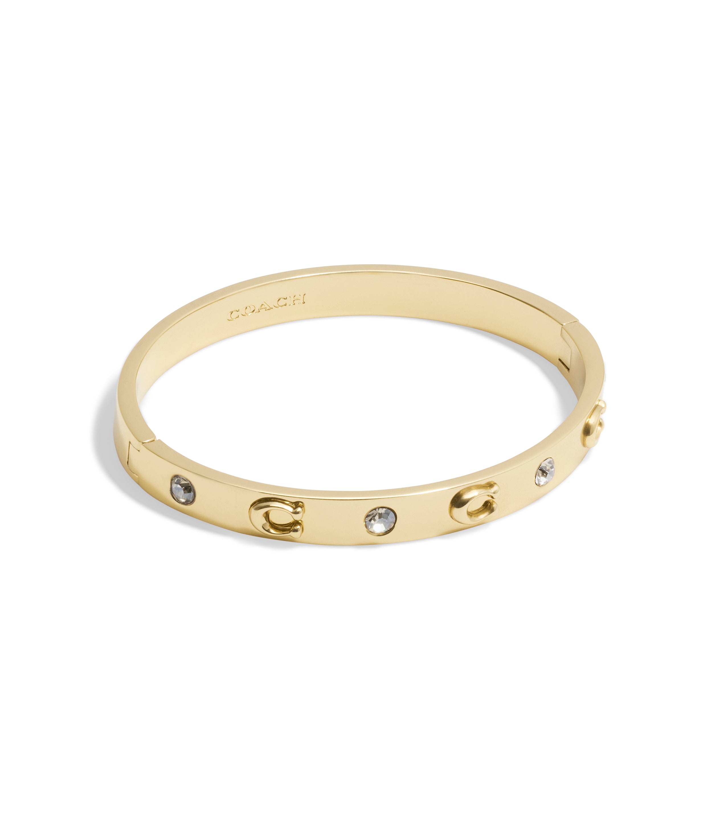 37455892GLD-Signature Stone Bangle Boxed Bracelet-Shiny Gold
