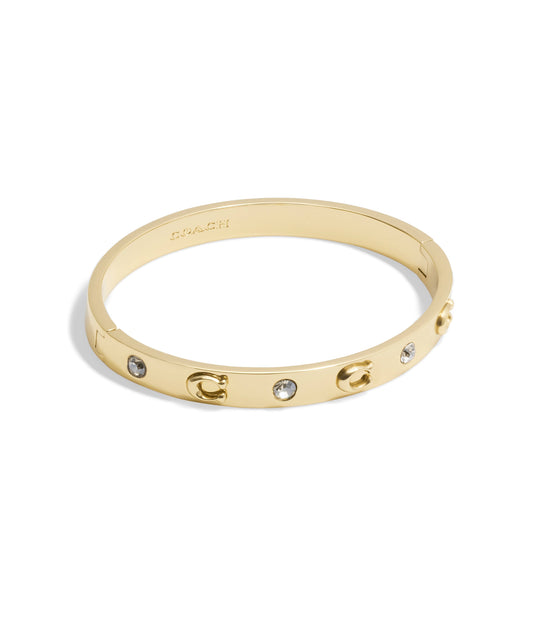 37455892GLD-Signature Stone Bangle Boxed Bracelet-Shiny Gold