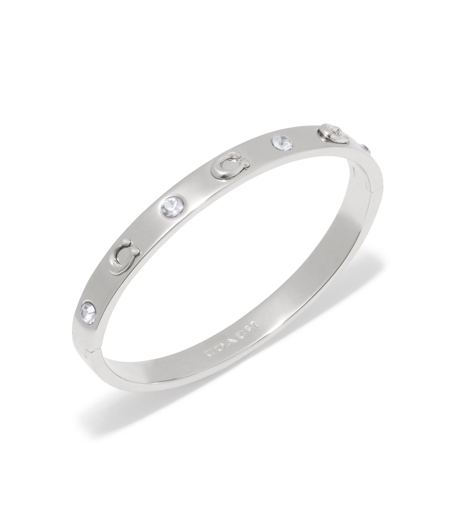 37455892RHO-Signature Stone Bangle Boxed Bracelet-Rhodium