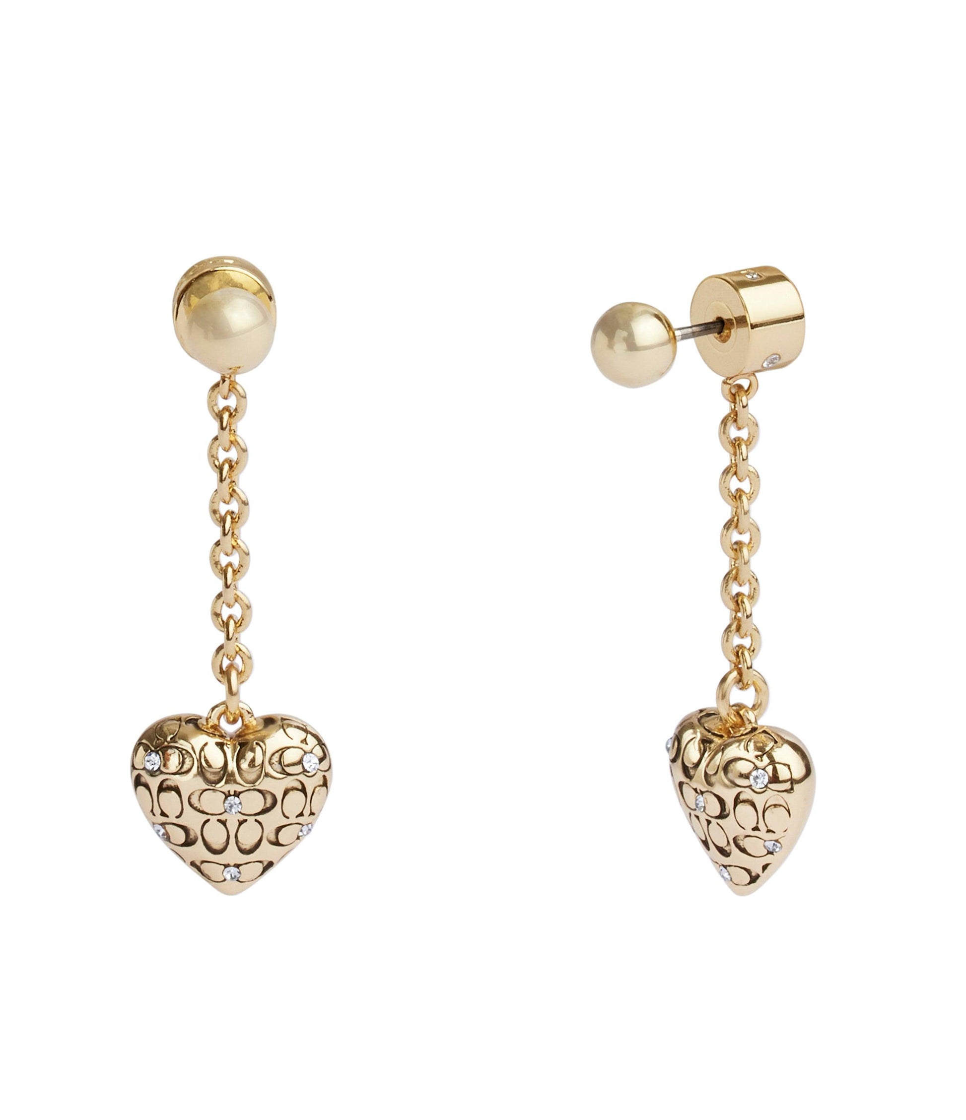 Signature Quilted Heart Earrings-37460417Gld-Crystal