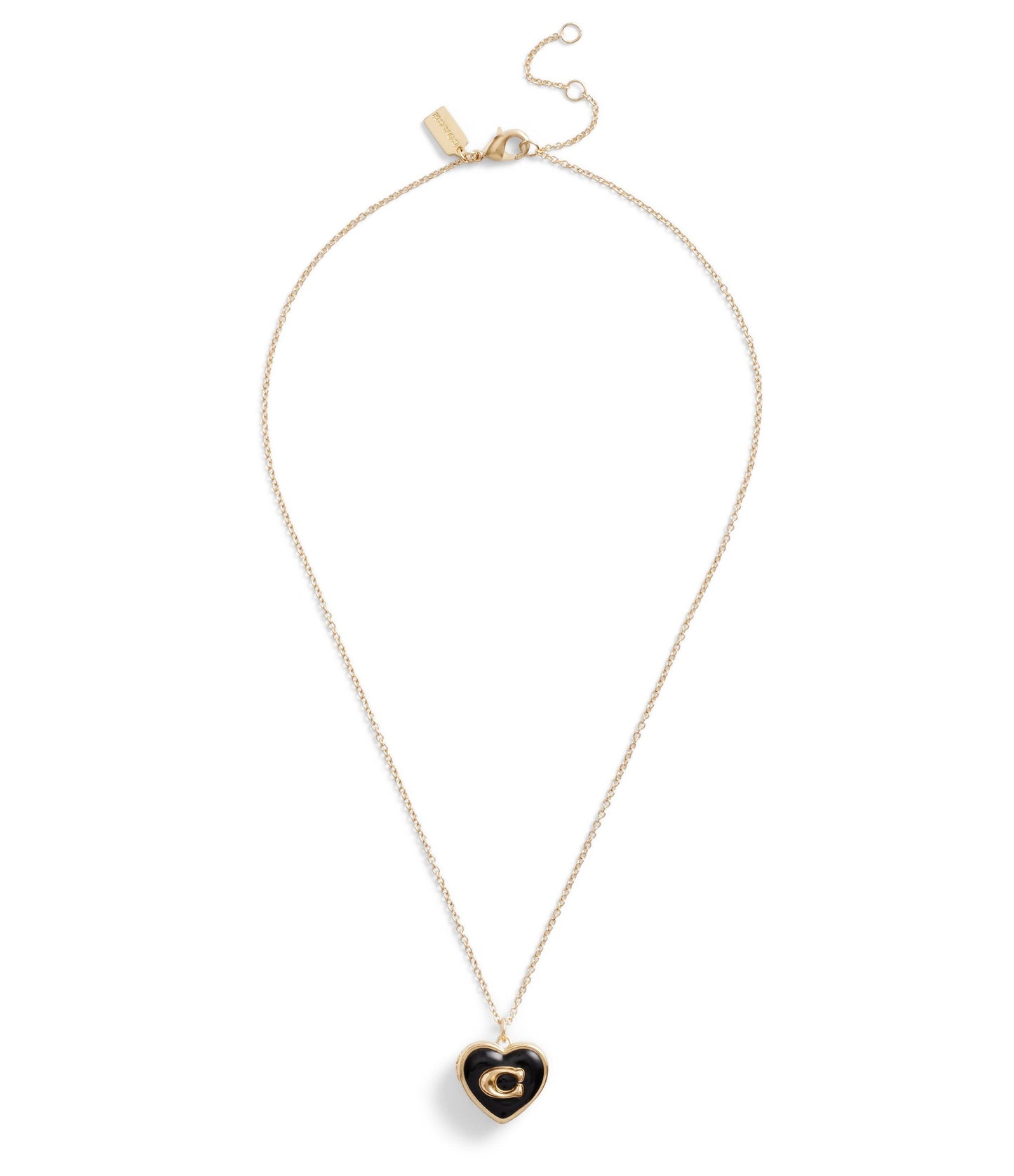 Signature Heart Locket Boxed Necklace-37463846Gld-Black