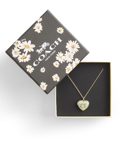 37469933GLD-Enamel Heart Short Pendant Boxed Necklace-GREEN