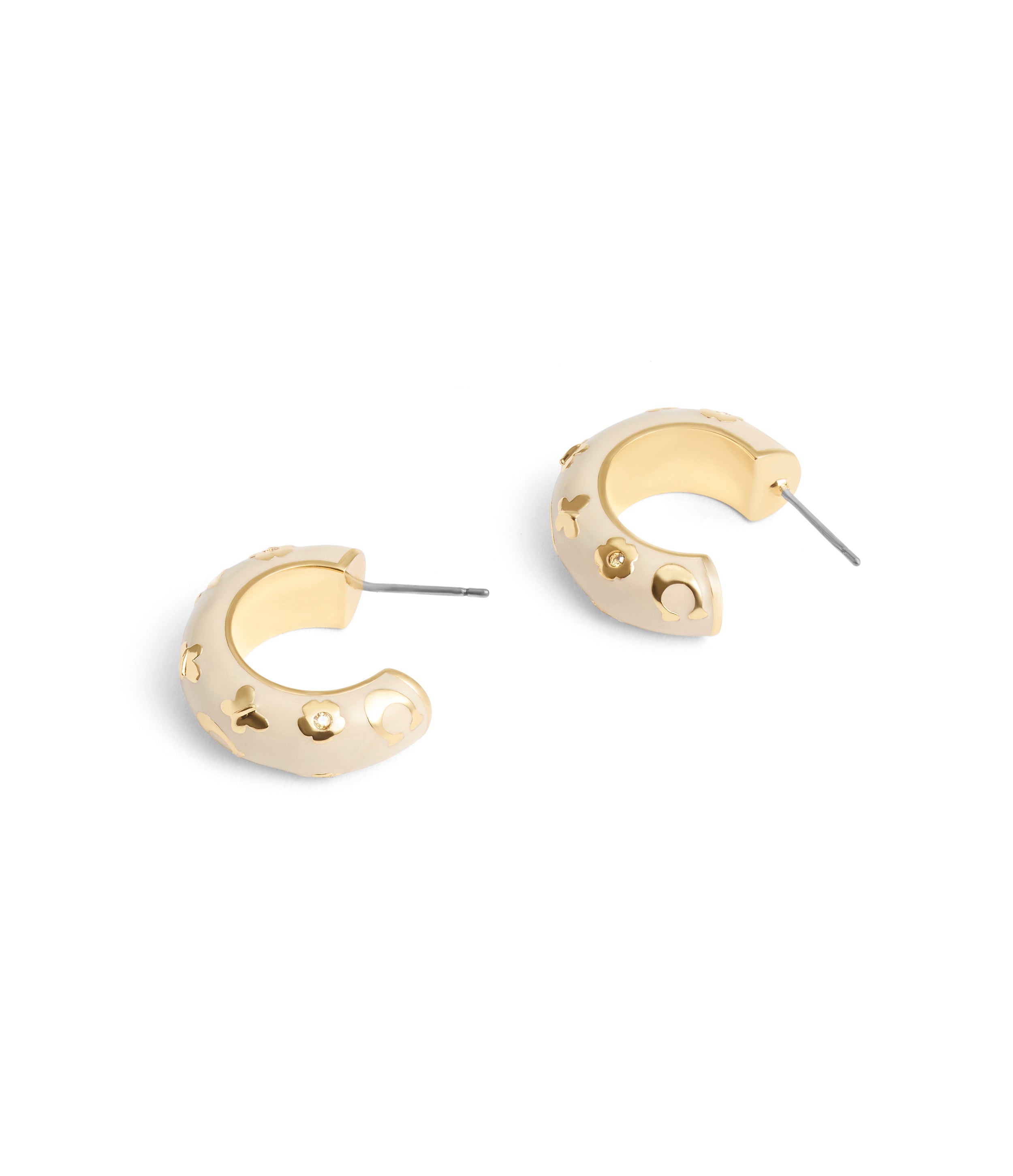 37469951GLD-Enamel Chubby Huggie Earrings