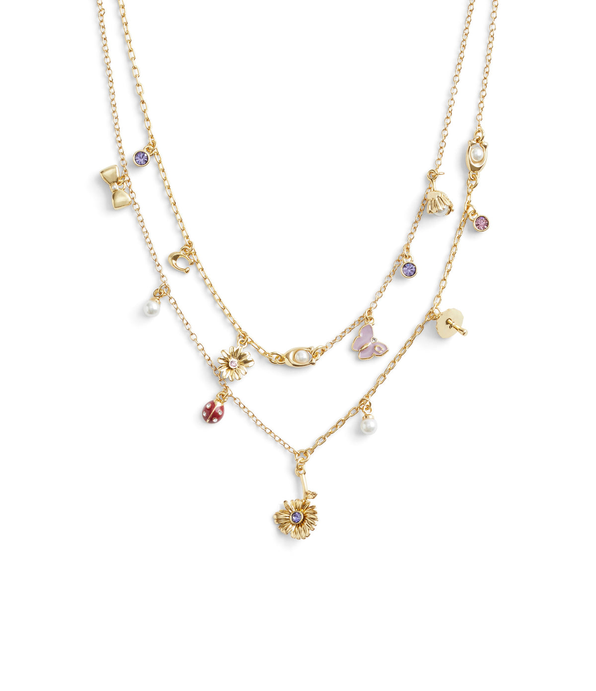 37469954GLD-Daisy Charm Multi Row Necklace-MULTI