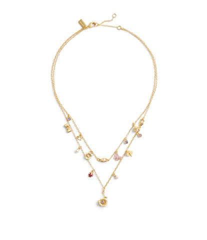 37469954GLD-Daisy Charm Multi Row Necklace