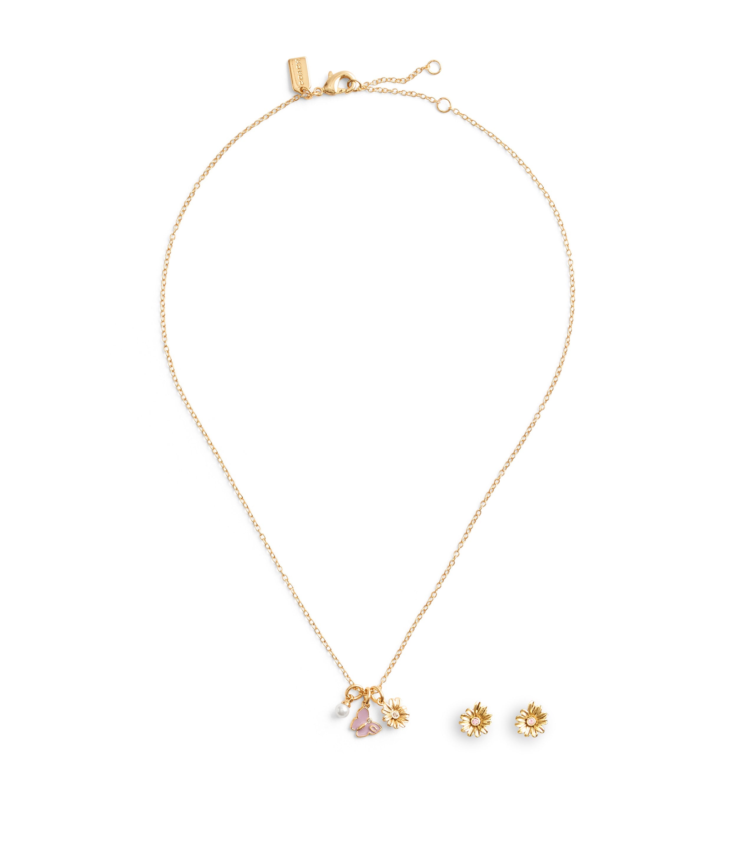 37469955GLD-Daisy Earrings & Necklace Set