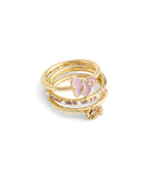 37469956GLD-Daisy Butterfly Ring Set-MULTI