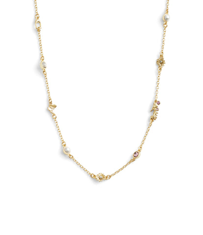 37470275GLD-Daisy Short Station Necklace-GOLD