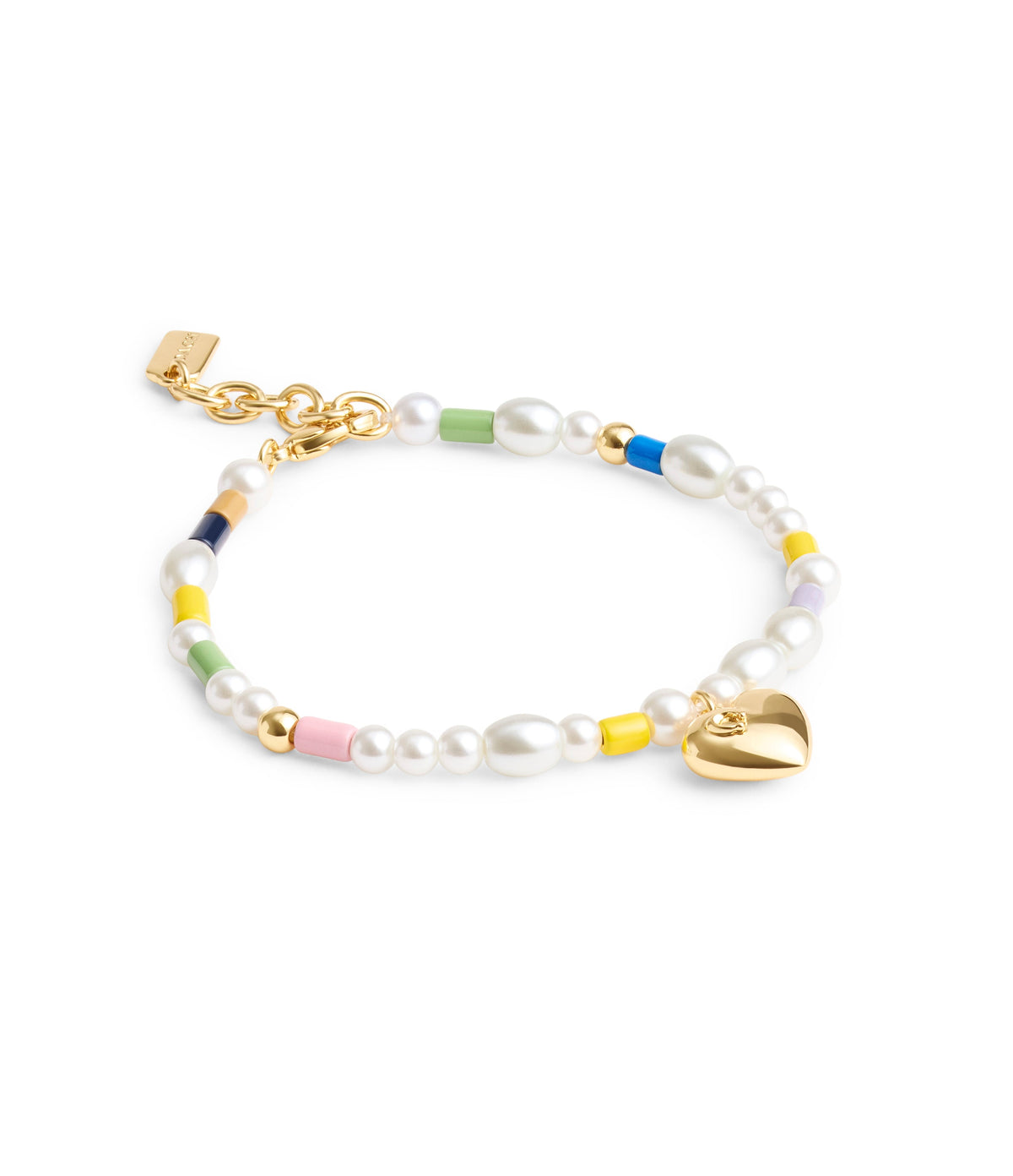 37470284GLD-Pearl Heart Flex Bracelet-PEARL