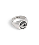 37470371SLV-Mens Enamel C Signet Ring-BLACK