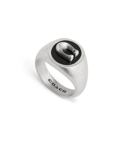 37470371SLV-Mens Enamel C Signet Ring