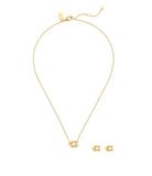 37473741GLD-Earrings & Necklace C Pearl Set