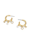 37479040GLD-Signature Charm Hoop Earrings-Pearl