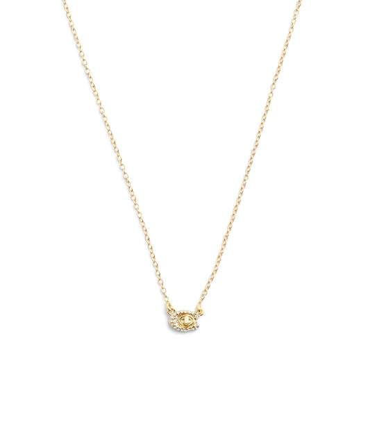37479236GLD-Pave Turnlock Short Pendant Necklace-Gold