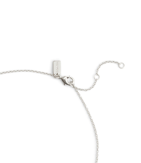 37489422RHO-Signature Quilted Coin Pendant Necklace-Rhodium