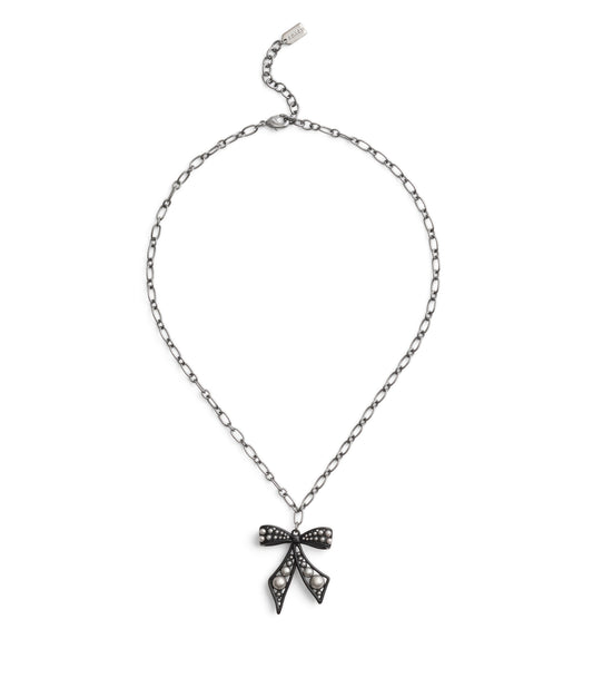37491614HEM-Bowtique Pearl Pendant Necklace-Black