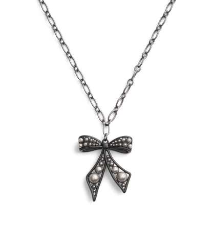 37491614HEM-Bowtique Pearl Pendant Necklace-Black