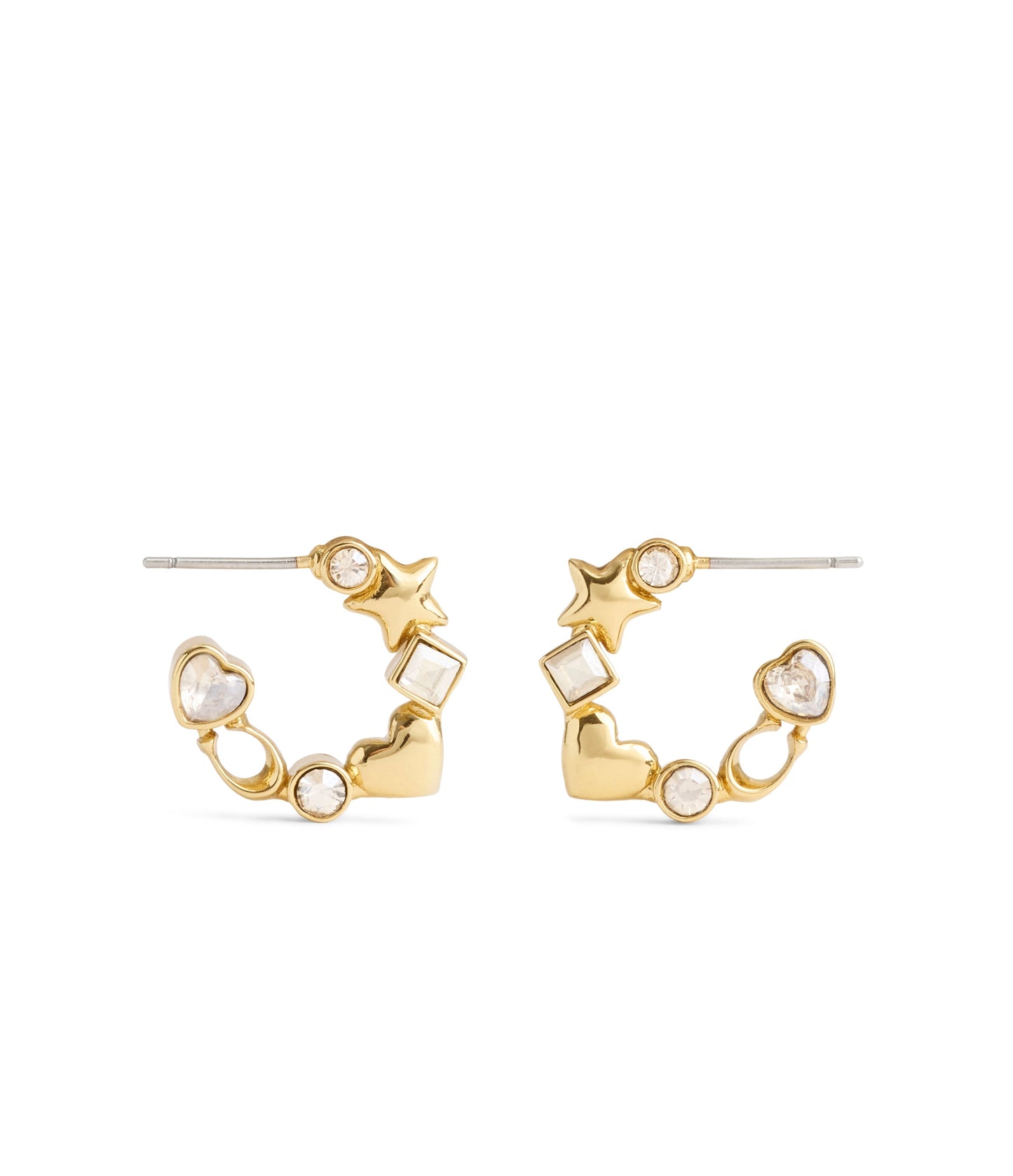37491619GLD-Signature Star Charm Huggies-Crystal