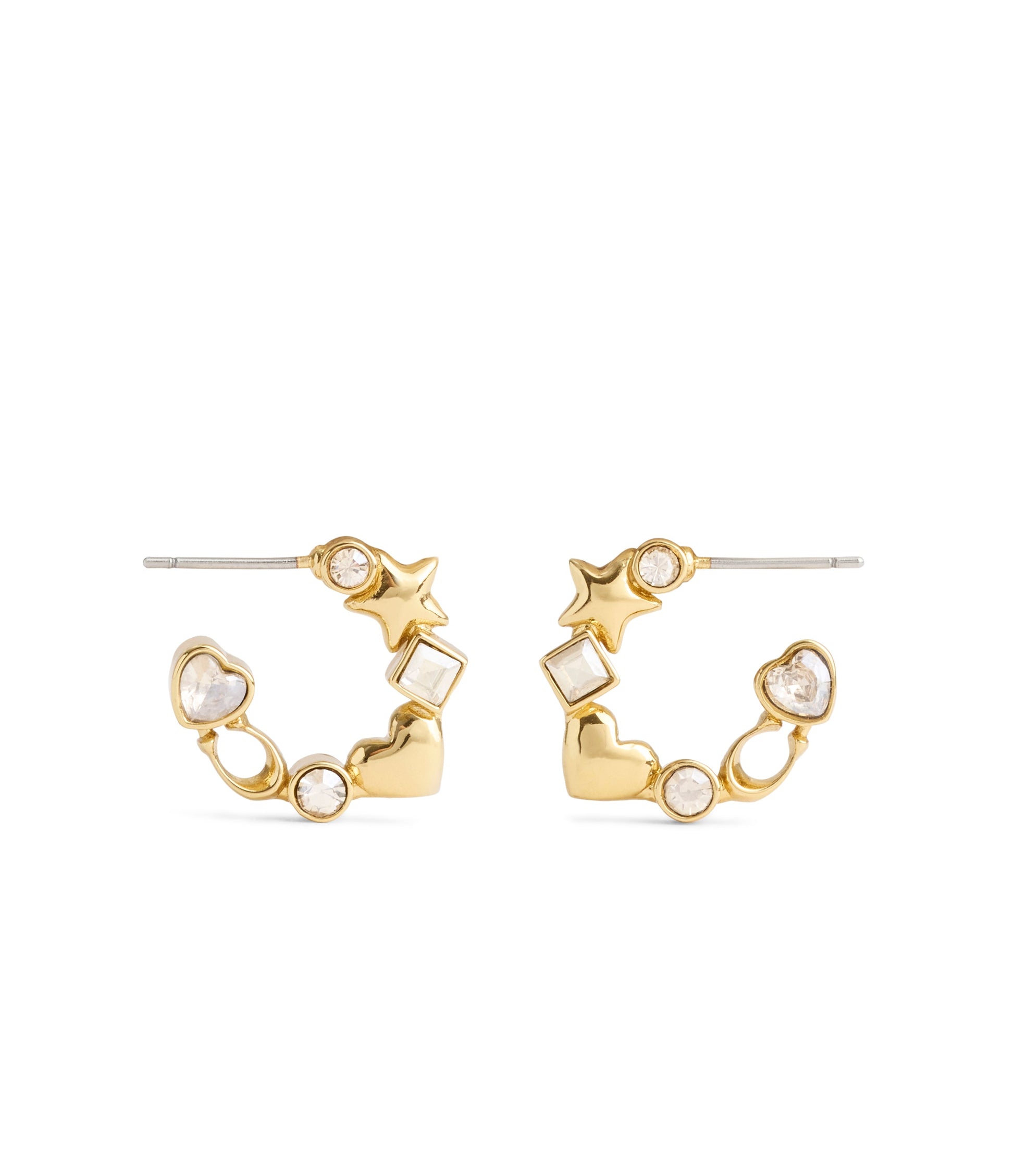 37491619GLD-Signature Star Charm Huggies-Crystal