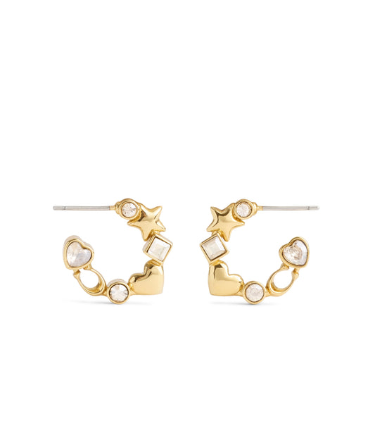 37491619GLD-Signature Star Charm Huggies-Crystal