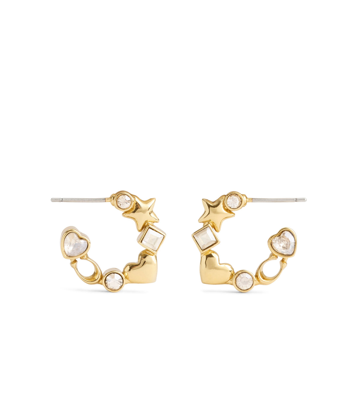 37491619GLD-Signature Star Charm Huggies-Crystal