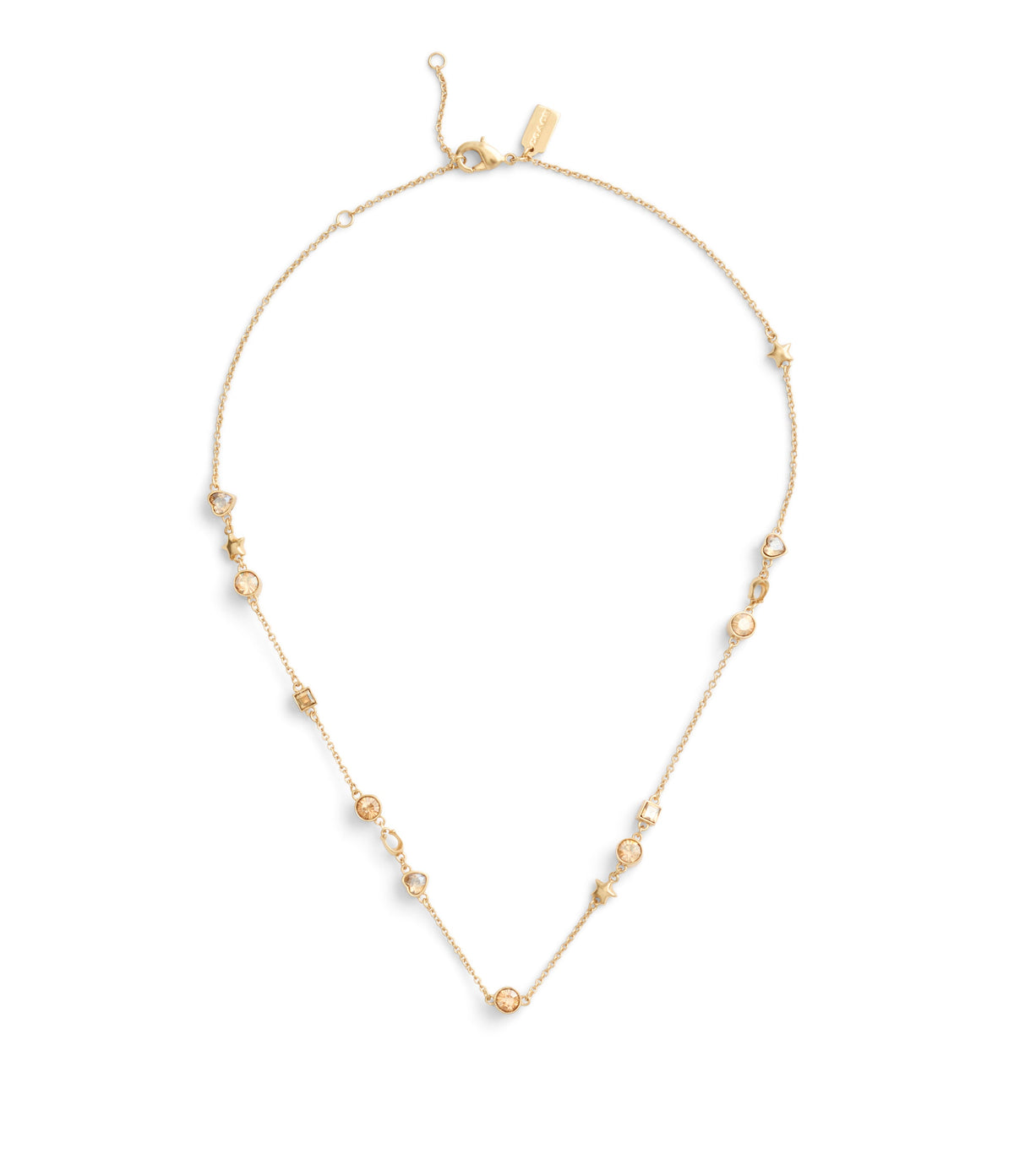 37491621GLD-Signature Star & Heart Station Necklace-Crystal