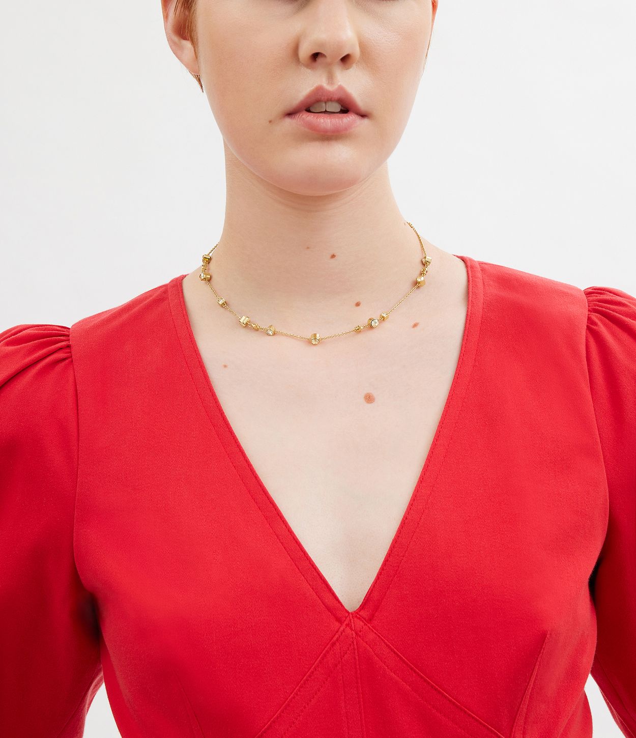 37491621GLD-Signature Star & Heart Station Necklace-Crystal