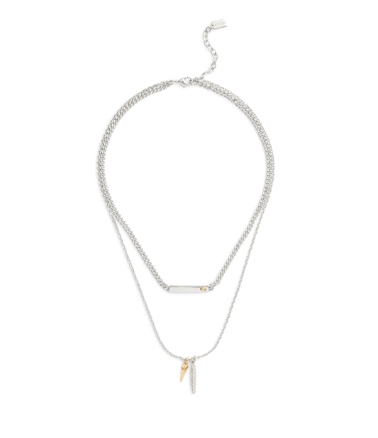 37491626TWO-Signature Pavé Spike Layered Necklace-Rhodium