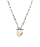 37491627TWO-Signature Heart Padlock Pendant Necklace-Twotone
