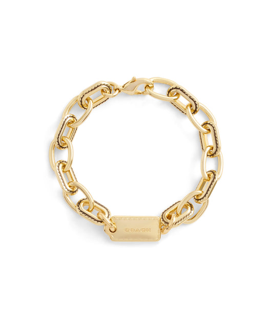 37491631GLD-Signature Stitched Chain Link Bracelet-Gold