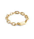 37491631GLD-Signature Stitched Chain Link Bracelet-Gold