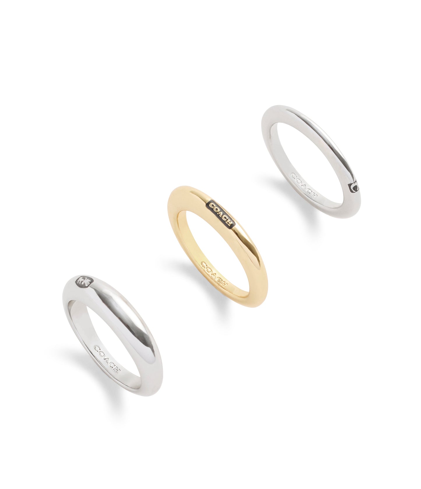 37491640TWO-Signature Hallmark Tubular Band Ring Set-Twotone