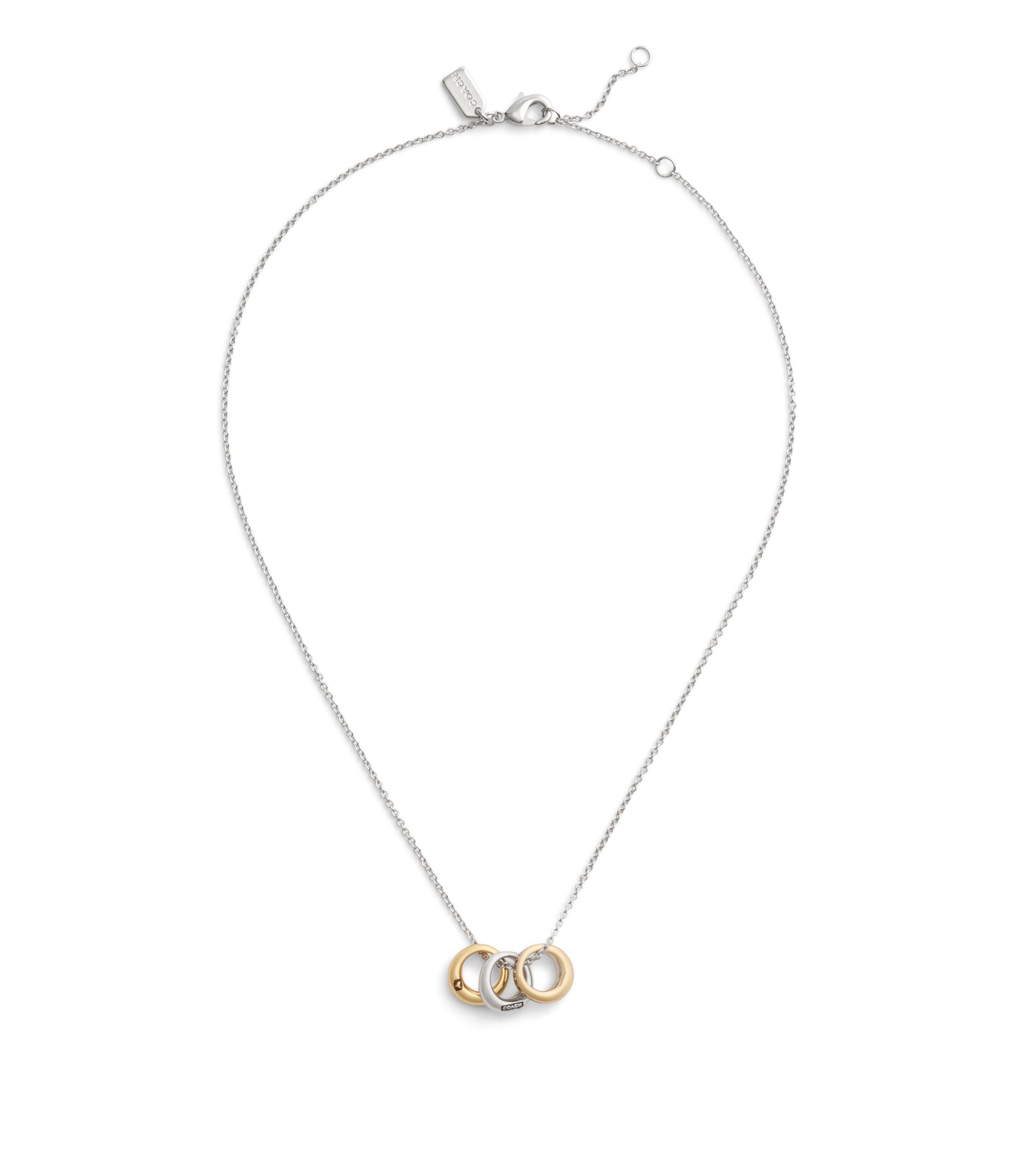37491641TWO-Signature Tubular Rondelle Pendant Necklace-Twotone