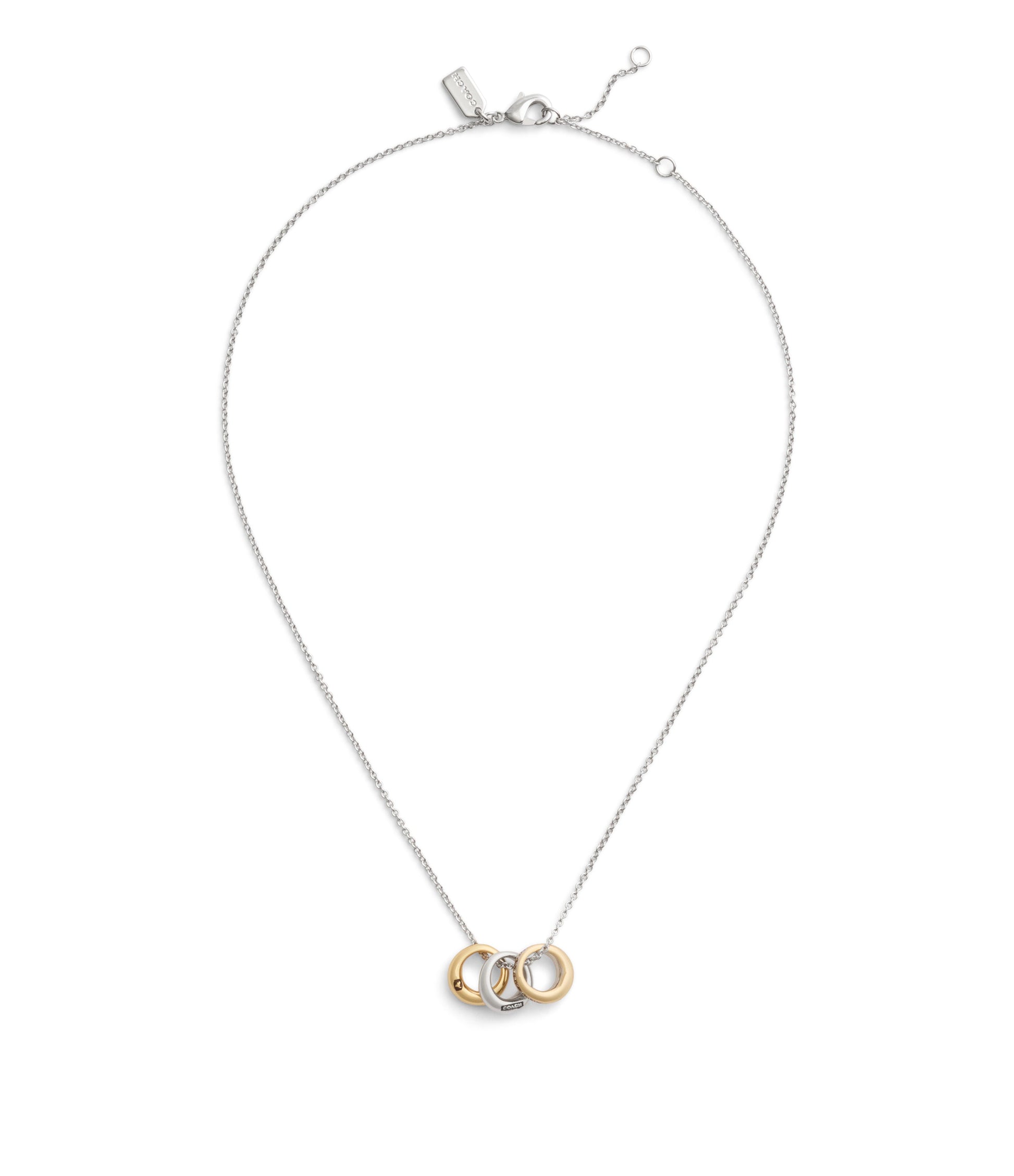 37491641TWO-Signature Tubular Rondelle Pendant Necklace-Twotone