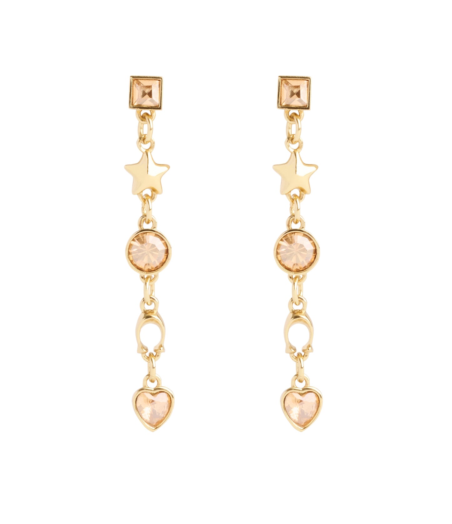 37491651GLD-Signature Star Charm Linear Earrings-Crystal