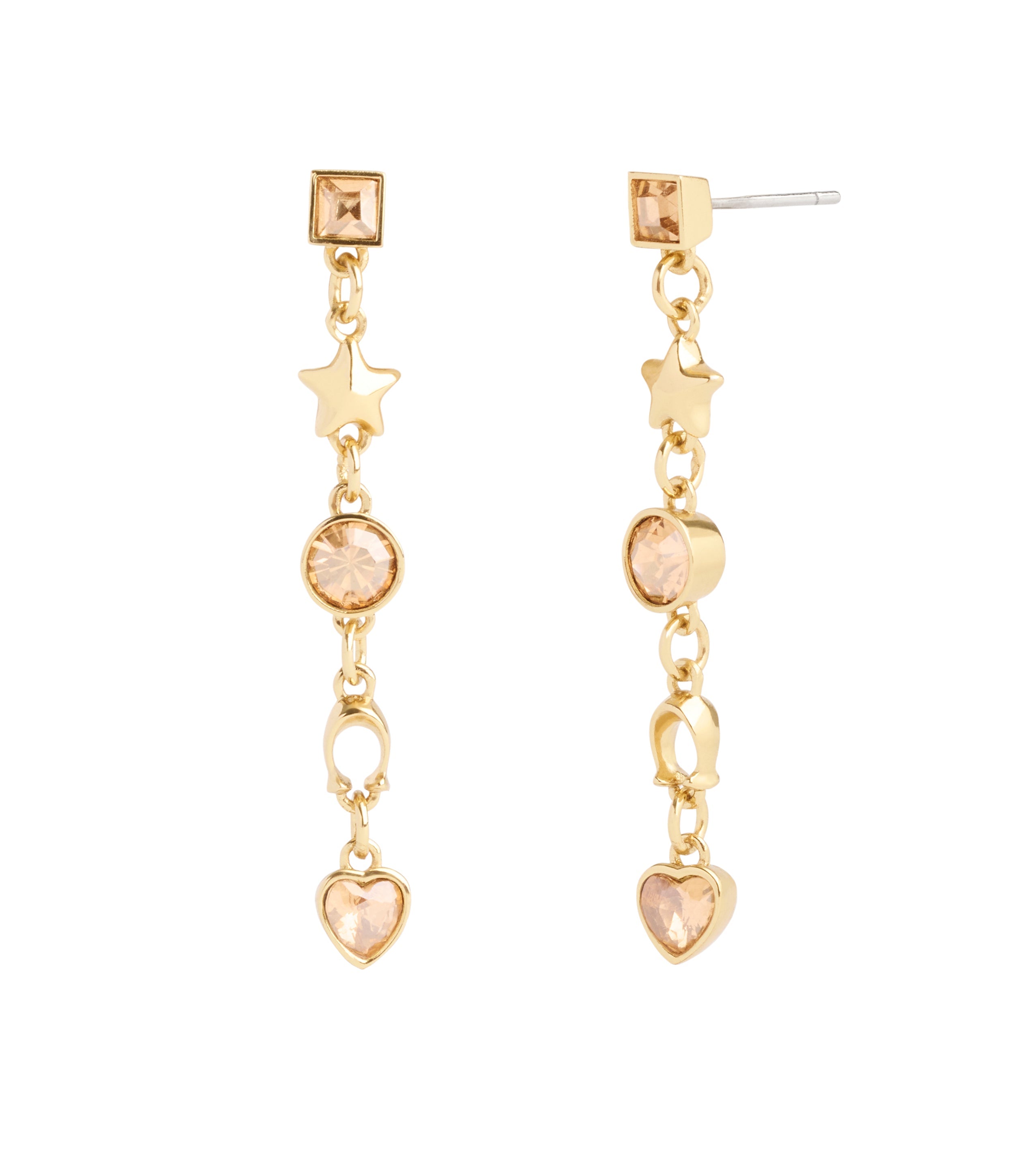 37491651GLD-Signature Star Charm Linear Earrings-Crystal