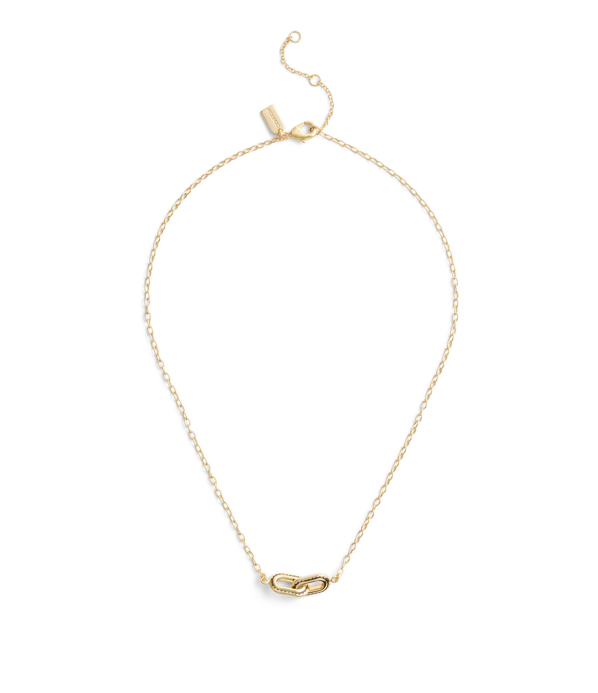 37491653GLD-Stitched Link Pendant Necklace-Gold