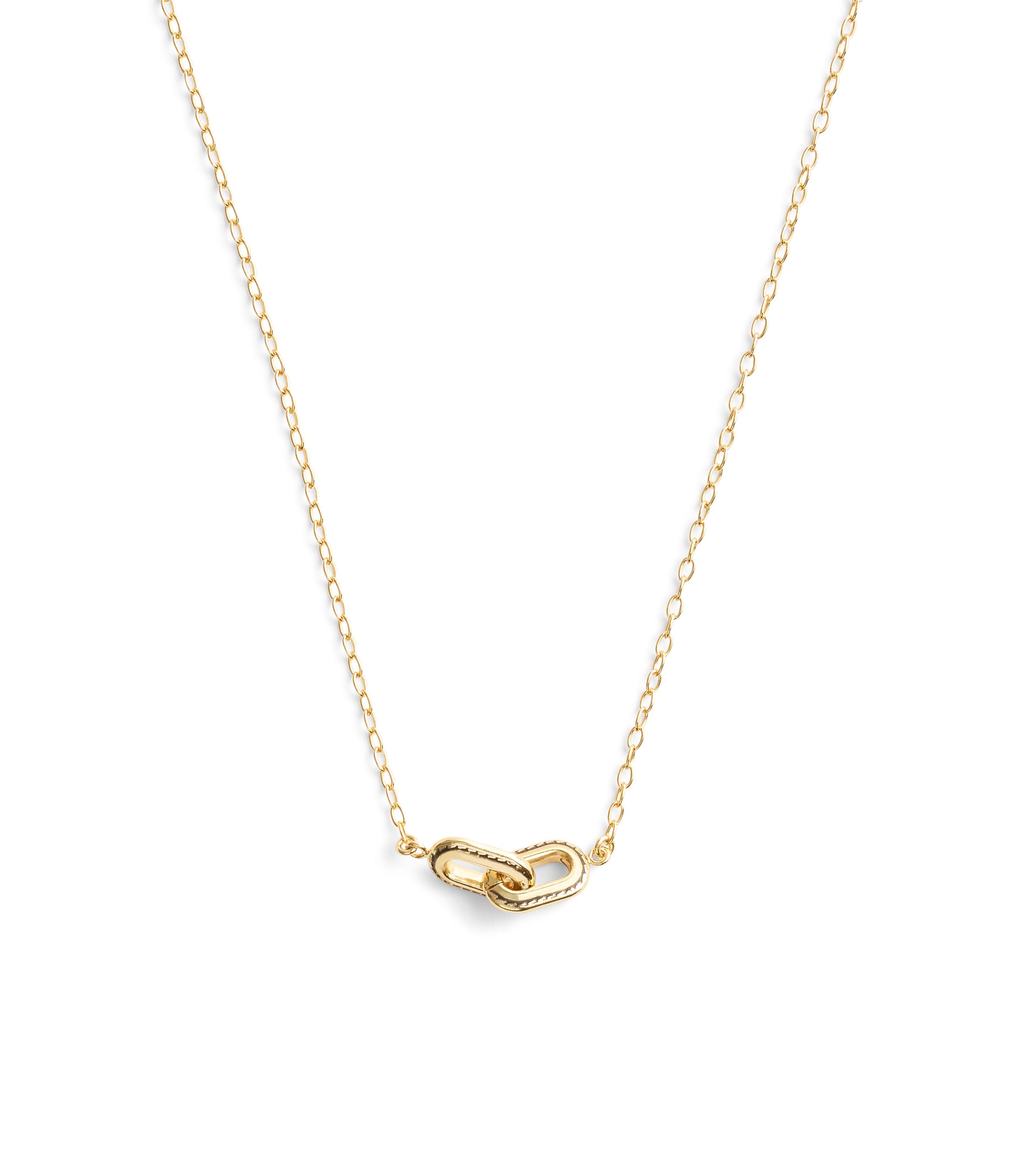 37491653GLD-Stitched Link Pendant Necklace-Gold