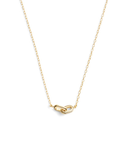 37491653GLD-Stitched Link Pendant Necklace-Gold