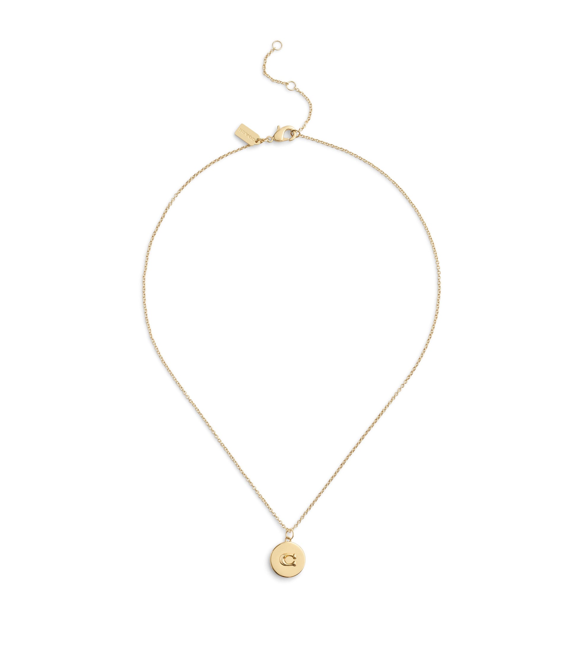 37493100GLD-Signature Coin Pendant Necklace-Gold