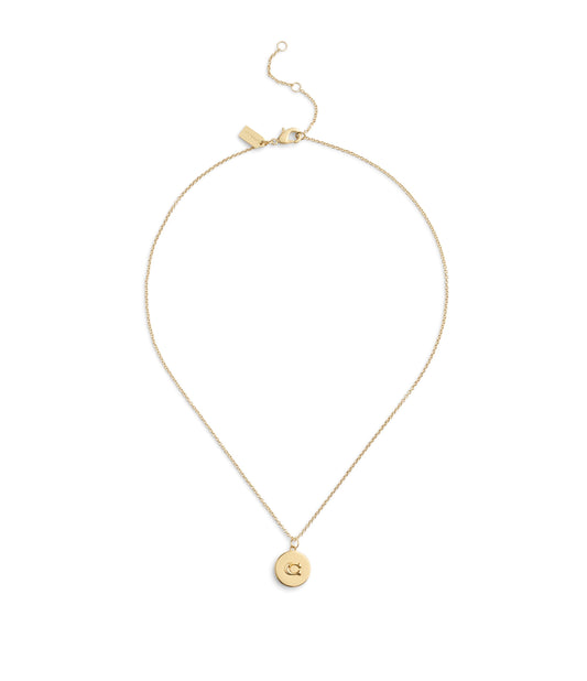 37493100GLD-Signature Coin Pendant Necklace-Gold