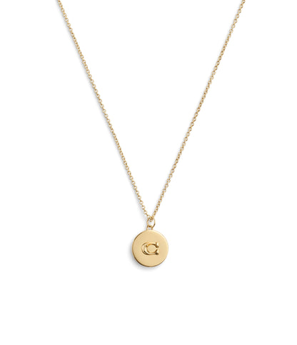 37493100GLD-Signature Coin Pendant Necklace-Gold
