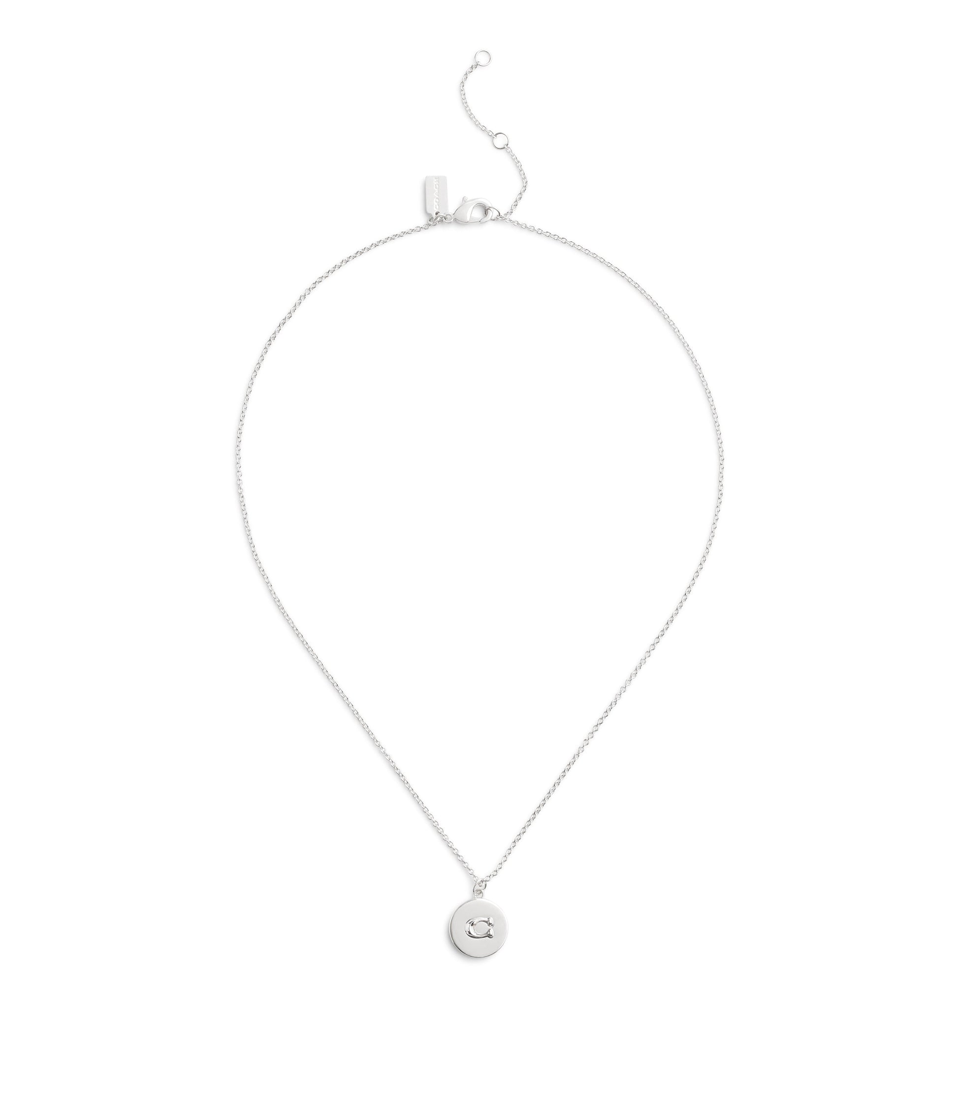 37493100RHO-Signature Coin Pendant Necklace-Rhodium