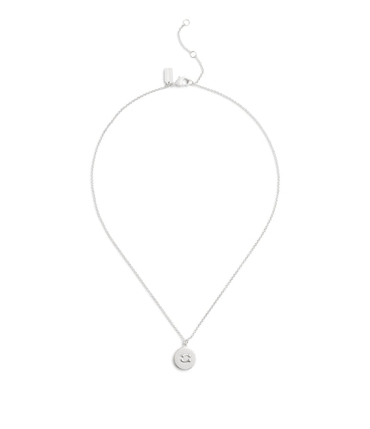 37493100RHO-Signature Coin Pendant Necklace-Rhodium