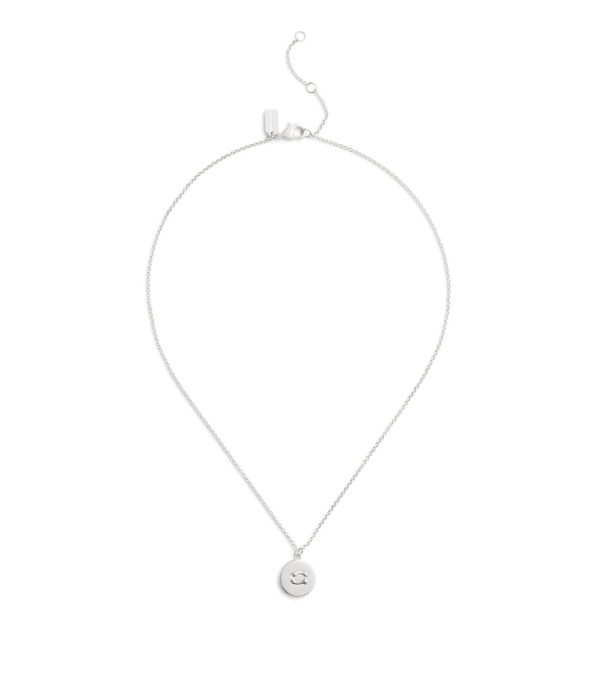 37493100RHO-Signature Coin Pendant Necklace-Rhodium