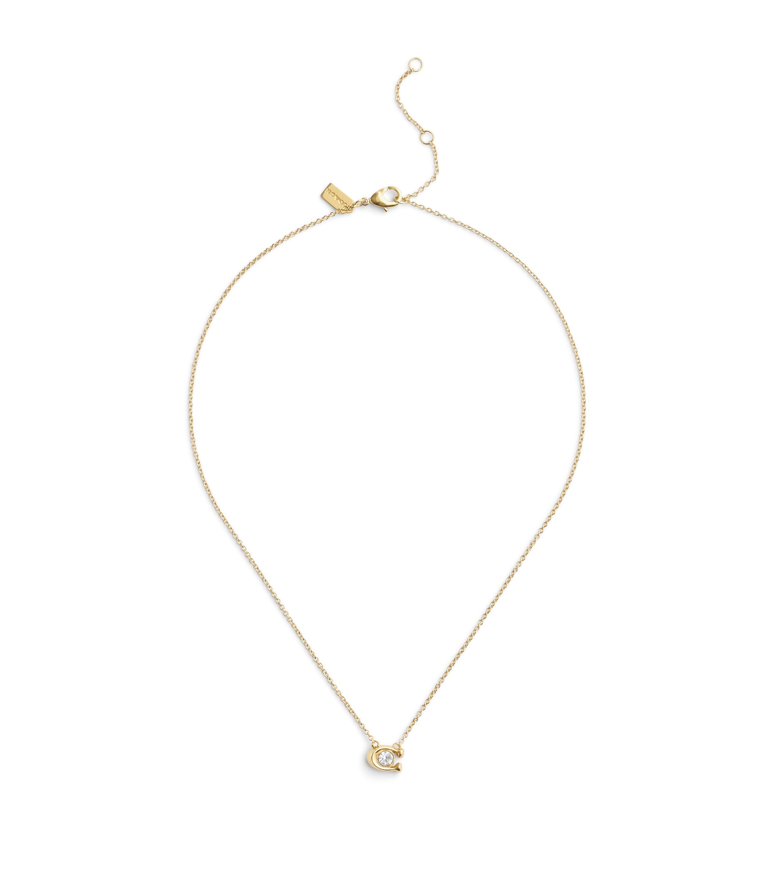 37493112GLD-Signature C Stone Pendant Necklace-Crystal