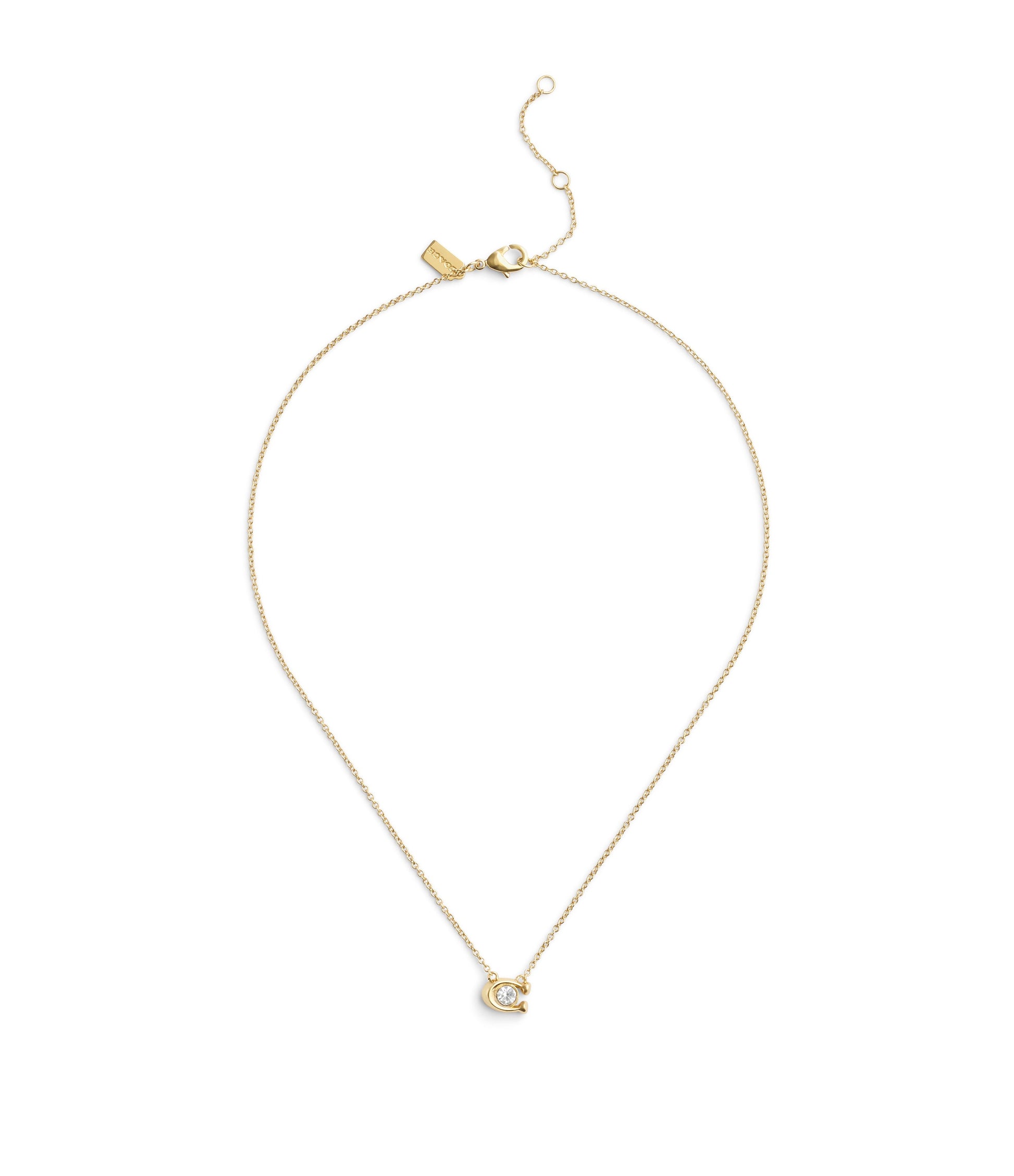 37493112GLD-Signature C Stone Pendant Necklace-Crystal