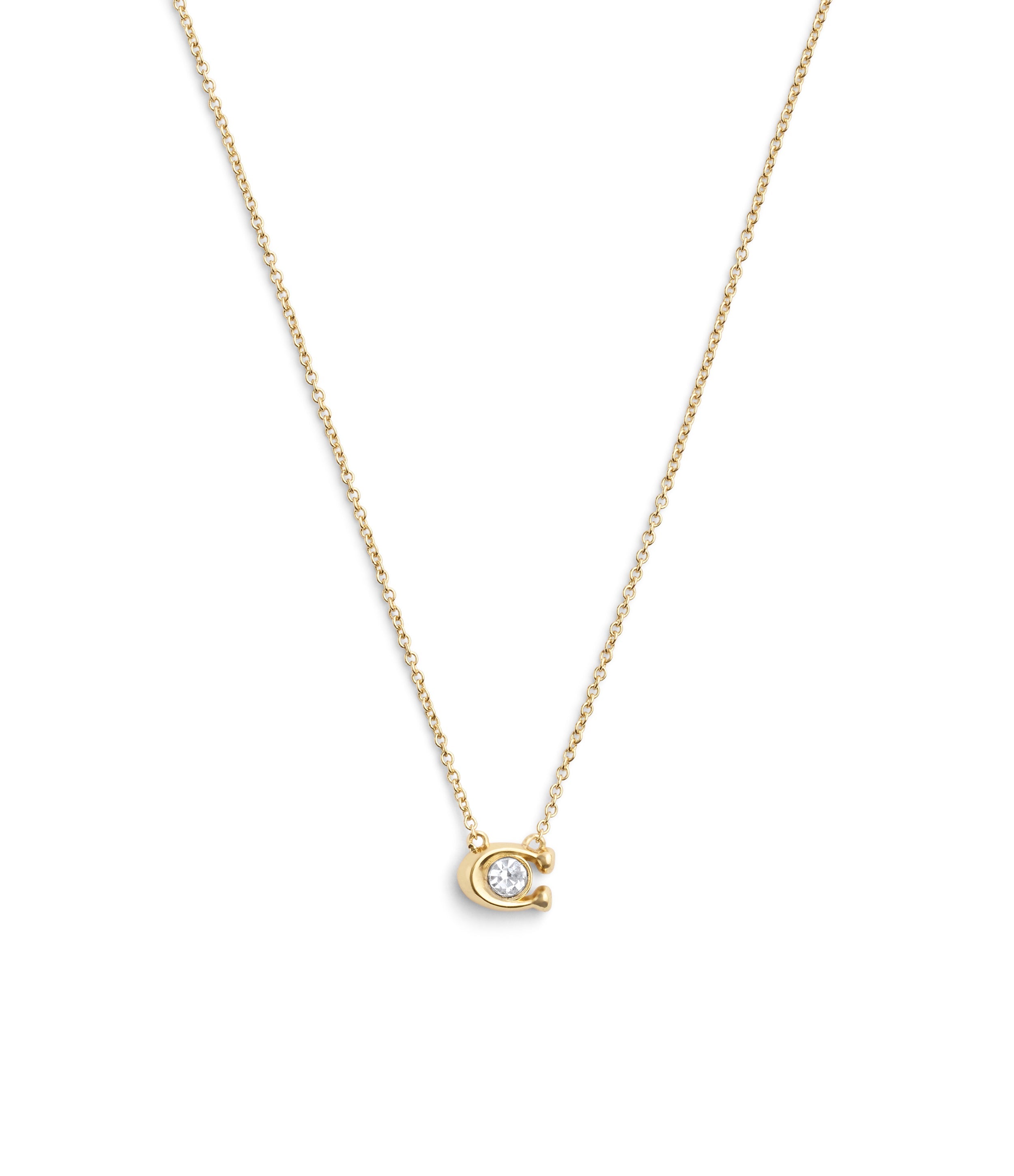 37493112GLD-Signature C Stone Pendant Necklace-Crystal