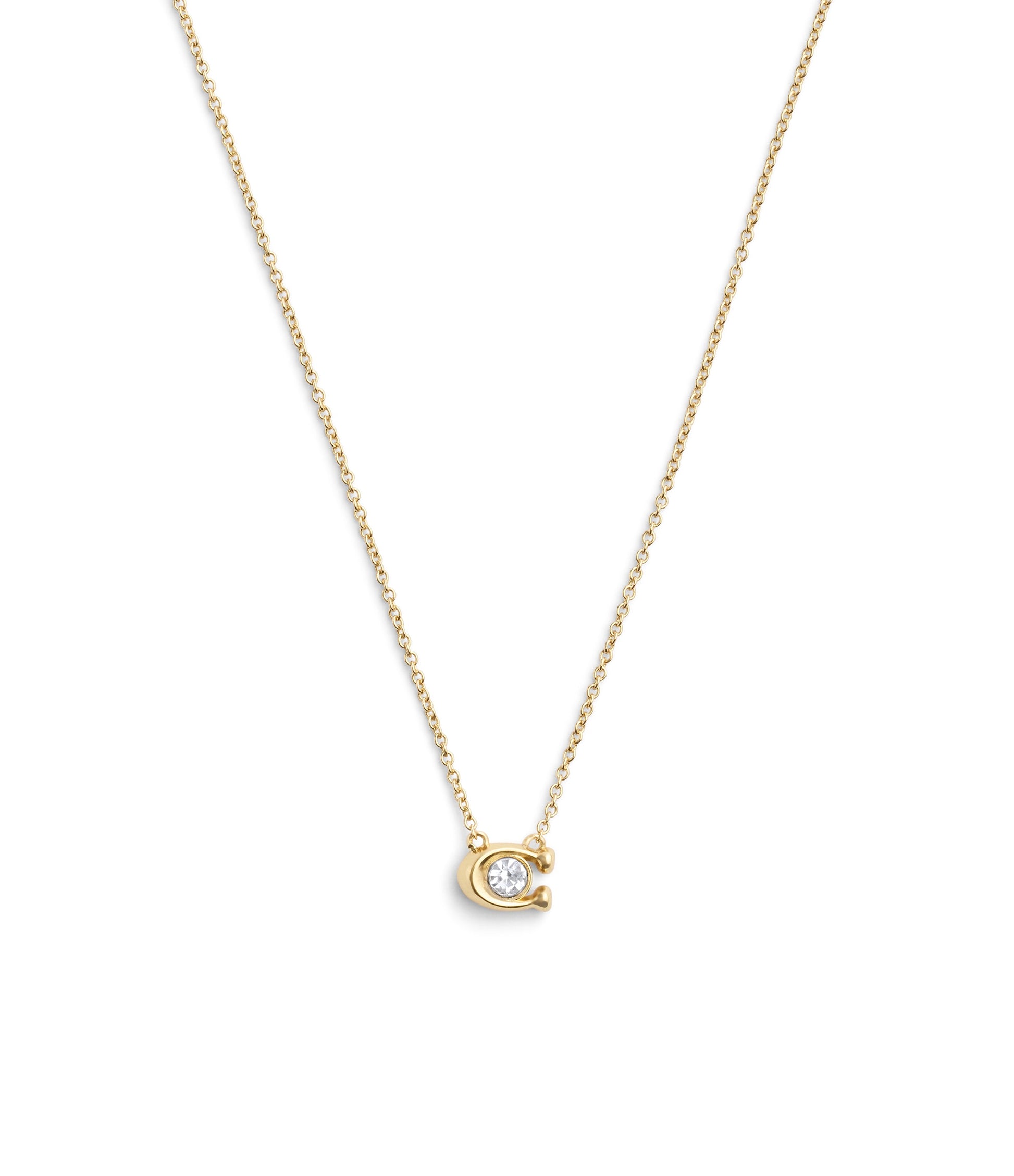 37493112GLD-Signature C Stone Pendant Necklace-Crystal